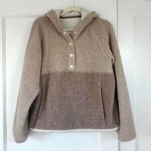 Outdoor Voices Oatmeal Megafleece Fleece Hooded‎ Pullover Women XS Beige Brown